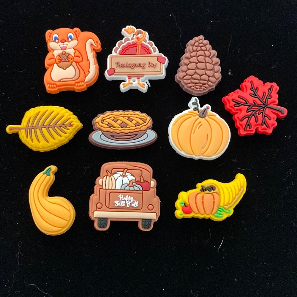 10 pc Thanksgiving Croc Charms